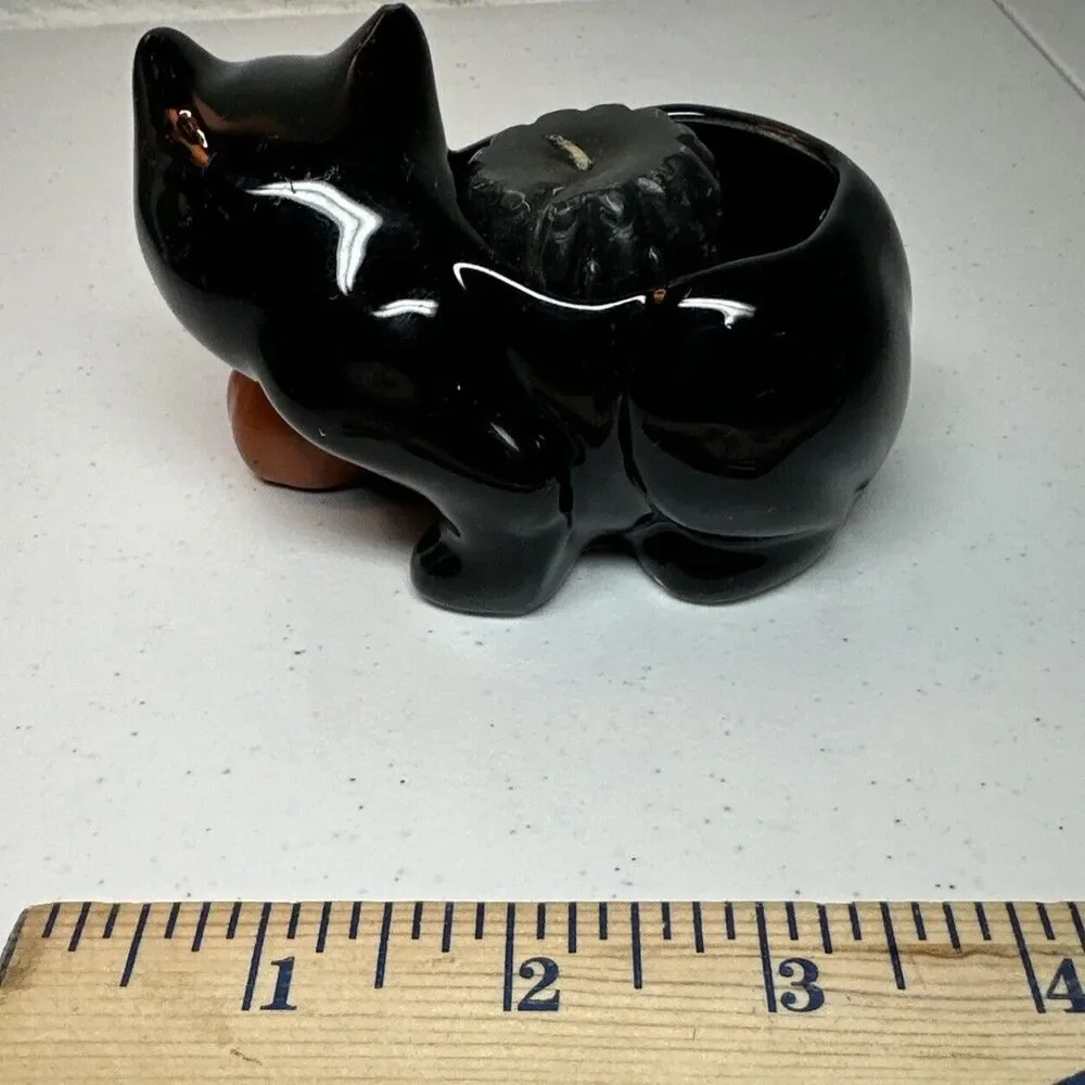 Vintage Mcrae’s Black Cat Candle Holder Figurine Halloween